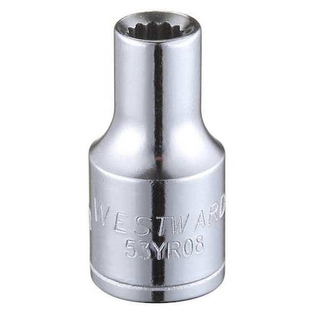 Westward WESTWARD 1/4 in Drive, 4mm Triple Square Metric Socket, 12 Points, Steel, Chrome, 4 mm 53YR08