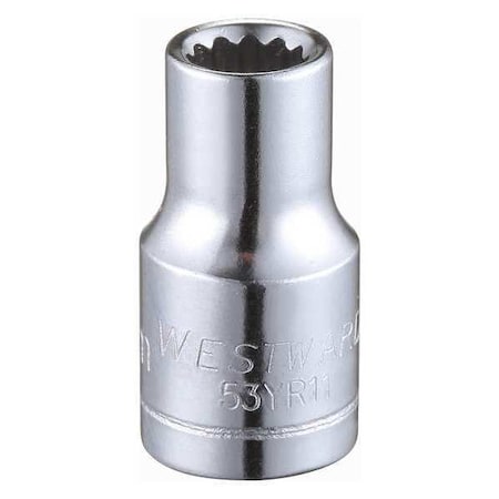 Westward WESTWARD 1/4 in Drive, 5.5mm Triple Square Metric Socket, 12 Points, Steel, Chrome, 5.5 mm 53YR11