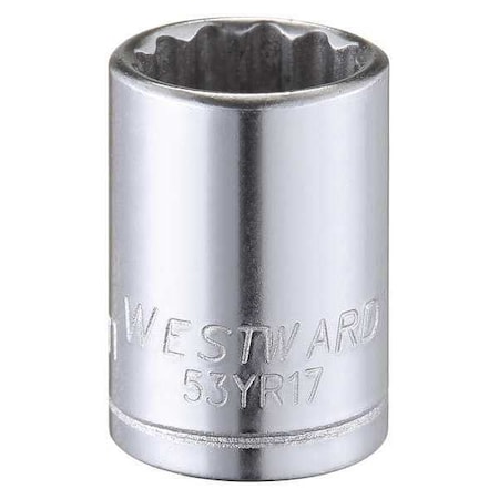 Westward WESTWARD 1/4 in Drive, 11mm Triple Square Metric, Socket, 12 Points, Steel, Chrome, 11 mm 53YR17
