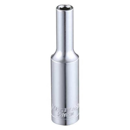 Westward WESTWARD 1/4 in Drive, 4mm Hex Metric, Socket, 6 Points, Steel, Chrome, 4 mm 53YR30
