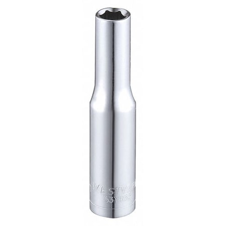 Westward WESTWARD 1/4 in Drive, 5.5mm Hex Metric, Socket, 6 Points, Steel, Chrome, 5.5 mm 53YR33