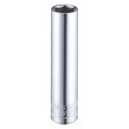 Westward WESTWARD 1/4 in Drive, 8mm Hex Metric Socket, 6 Points, Steel, Chrome, 8 mm 53YR36
