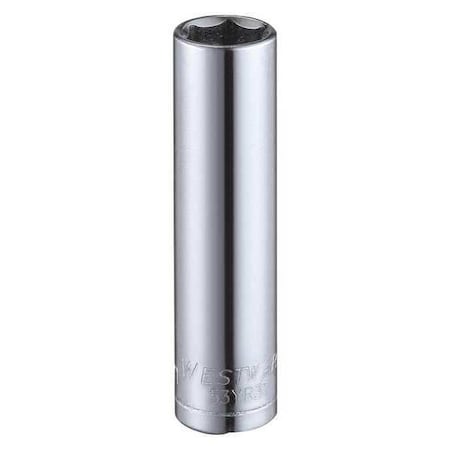 Westward WESTWARD 1/4 in Drive, 9mm Hex Metric Socket, 6 Points, Steel, Chrome, 9 mm 53YR37