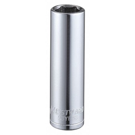 Westward WESTWARD 1/4 in Drive, 10mm Hex Metric, Socket, 6 Points, Steel, Chrome, 10 mm 53YR38