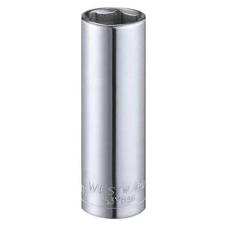 Westward WESTWARD 1/4 in Drive, 12mm Hex Metric Socket, 6 Points, Steel, Chrome, 12 mm 53YR40