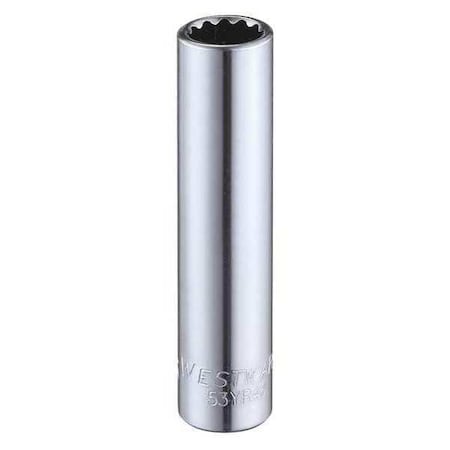 Westward WESTWARD 1/4 in Drive, 5/16" Triple Square SAE, Socket, 12 Points, Steel, Chrome, 5/16 in 53YR46