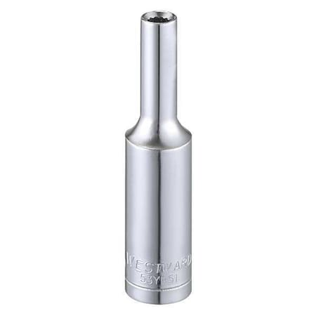 Westward WESTWARD 1/4 in Drive, 3.5mm Triple Square Metric, Socket, 12 Points, Steel, Chrome, 3.5 mm 53YR51