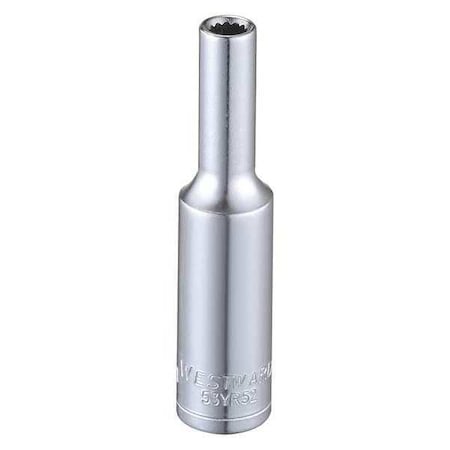 Westward WESTWARD 1/4 in Drive, 4mm Triple Square Metric, Socket, 12 Points, Steel, Chrome, 4 mm 53YR52