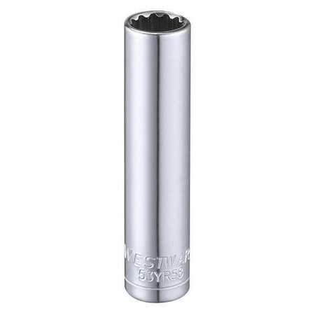 Westward WESTWARD 1/4 in Drive, 8mm Triple Square Metric, Socket, 12 Points, Steel, Chrome, 8 mm 53YR58