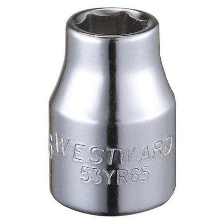 Westward WESTWARD 3/8 in Drive, 5/16" Hex SAE, Socket, 6 Points, Steel, Chrome, 5/16 in 53YR65