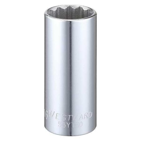 Westward WESTWARD 3/8 in Drive, 13/16" Triple Square SAE Socket, 12 Points, Steel, Chrome, 13/16 in 53YT80