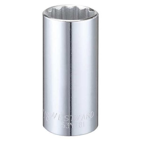 Westward WESTWARD 3/8 in Drive, 7/8" Triple Square SAE, Socket, 12 Points, Steel, Chrome, 7/8 in 53YT81