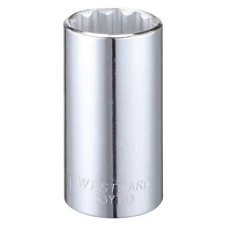Westward WESTWARD 3/8 in Drive, 1" Triple Square SAE, Socket, 12 Points, Steel, Chrome, 1 in 53YT83