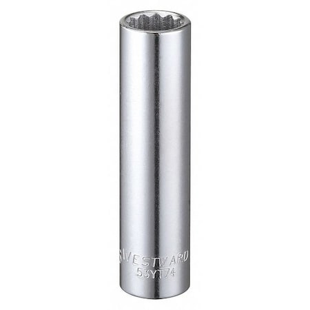 Westward WESTWARD 3/8 in Drive, 7/16" Triple Square SAE Socket, 12 Points, Steel, Chrome, 7/16 in 53YT74
