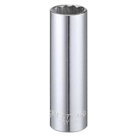 Westward WESTWARD 3/8 in Drive, 9/16" Triple Square SAE Socket, 12 Points, Steel, Chrome, 9/16 in 53YT76
