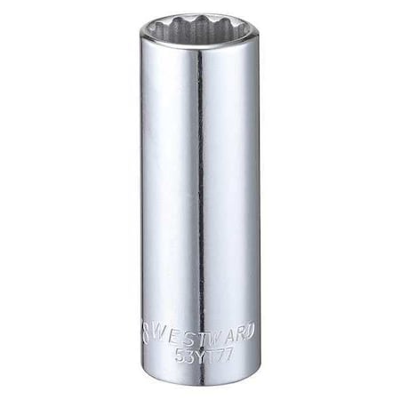 Westward WESTWARD 3/8 in Drive, 5/8" Triple Square SAE Socket, 12 Points, Steel, Chrome, 5/8 in 53YT77