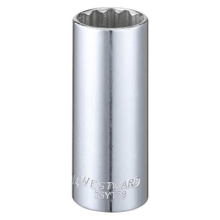 Westward WESTWARD 3/8 in Drive, 3/4" Triple Square SAE Socket, 12 Points, Steel, Chrome, 3/4 in 53YT79