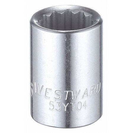Westward WESTWARD 3/8 in Drive, 7/16" Triple Square SAE, Socket, 12 Points, Steel, Chrome, 7/16 in 53YT04