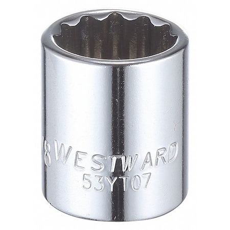 Westward WESTWARD 3/8 in Drive, 5/8" Triple Square SAE, Socket, 12 Points, Steel, Chrome, 5/8 in 53YT07