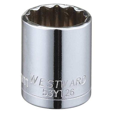 Westward WESTWARD 3/8 in Drive, 18mm Triple Square Metric, Socket, 12 Points, Steel, Chrome, 18 mm 53YT26