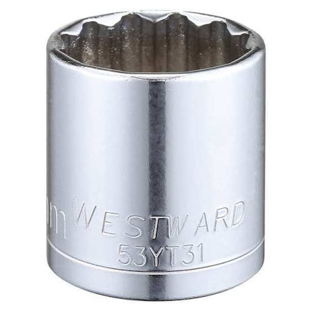 Westward WESTWARD 3/8 in Drive, 23mm Triple Square Metric, Socket, 12 Points, Steel, Chrome, 23 mm 53YT31
