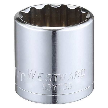 Westward WESTWARD 3/8 in Drive, 25mm Triple Square Metric Socket, 12 Points, Steel, Chrome, 25 mm 53YT33