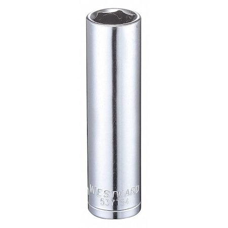 Westward WESTWARD 3/8 in Drive, 11mm Hex Metric Socket, 6 Points, Steel, Chrome, 11 mm 53YT54