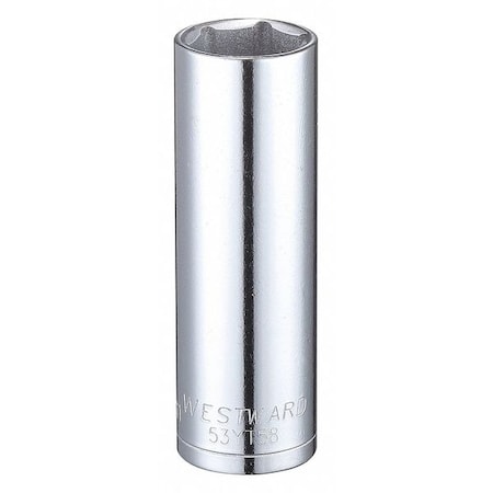 Westward WESTWARD 3/8 in Drive, 15mm Hex Metric Socket, 6 Points, Steel, Chrome, 15 mm 53YT58