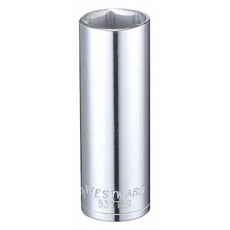 Westward WESTWARD 3/8 in Drive, 16mm Hex Metric Socket, 6 Points, Steel, Chrome, 16 mm 53YT59