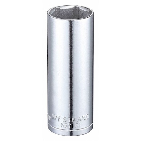 Westward WESTWARD 3/8 in Drive, 18mm Hex Metric Socket, 6 Points, Steel, Chrome, 18 mm 53YT61