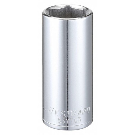 Westward WESTWARD 3/8 in Drive, 20mm Hex Metric, Socket, 6 Points, Steel, Chrome, 20 mm 53YT63