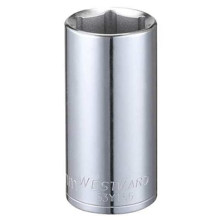 Westward WESTWARD 3/8 in Drive, 23mm Hex Metric Socket, 6 Points, Steel, Chrome, 23 mm 53YT66