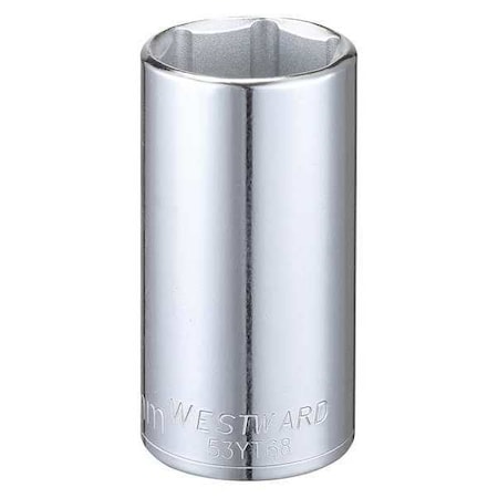 Westward WESTWARD 3/8 in Drive, 25mm Hex Metric, Socket, 6 Points, Steel, Chrome, 25 mm 53YT68