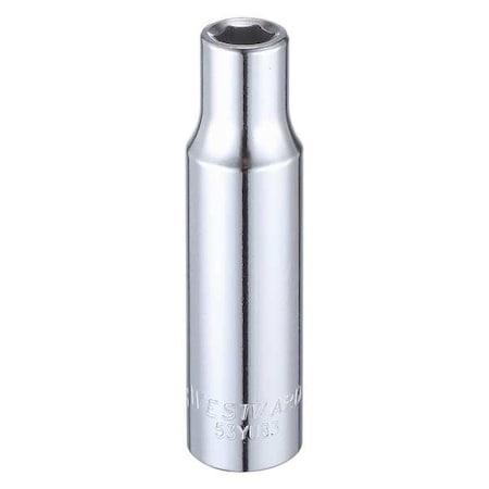 Westward WESTWARD 1/2 in Drive, 3/8" Hex SAE, Socket, 6 Points, Steel, Chrome, 3/8 in 53YU83