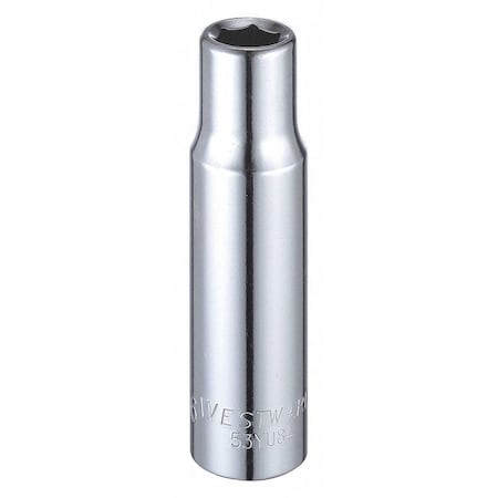 Westward WESTWARD 1/2 in Drive, 7/16" Hex SAE Socket, 6 Points, Steel, Chrome, 7/16 in 53YU84