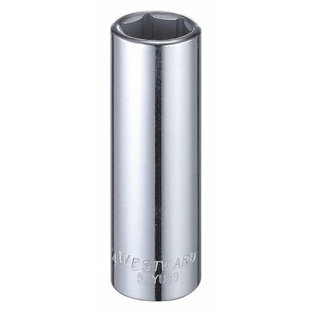 Westward WESTWARD 1/2 in Drive, 3/4" Hex SAE, Socket, 6 Points, Steel, Chrome, 3/4 in 53YU89