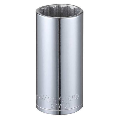 Westward WESTWARD 3/8 in Drive, 22mm Triple Square Metric Socket, 12 Points, Steel, Chrome, 22 mm 53YU01