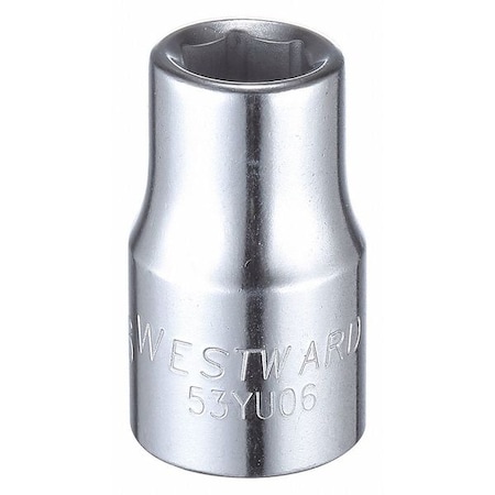 Westward WESTWARD 1/2 in Drive, 7/16" Hex SAE, Socket, 6 Points, Steel, Chrome, 7/16 in 53YU06