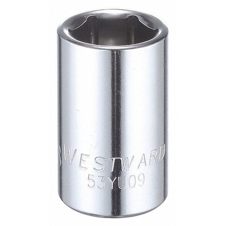 Westward WESTWARD 1/2 in Drive, 5/8" Hex SAE, Socket, 6 Points, Steel, Chrome, 5/8 in 53YU09