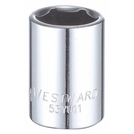 Westward WESTWARD 1/2 in Drive, 3/4" Hex SAE Socket, 6 Points, Steel, Chrome, 3/4 in 53YU11