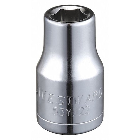Westward WESTWARD 1/2 in Drive, 10mm Hex Metric Socket, 6 Points, Steel, Chrome, 10 mm 53YU22
