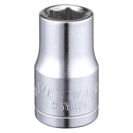 Westward WESTWARD 1/2 in Drive, 12mm Hex Metric Socket, 6 Points, Steel, Chrome, 12 mm 53YU24