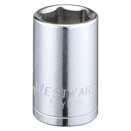 Westward WESTWARD 1/2 in Drive, 17mm Hex Metric Socket, 6 Points, Steel, Chrome, 17 mm 53YU29