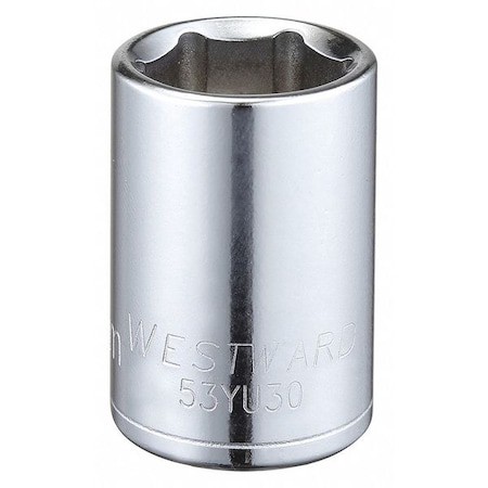 Westward WESTWARD 1/2 in Drive, 18mm Hex Metric Socket, 6 Points, Steel, Chrome, 18 mm 53YU30
