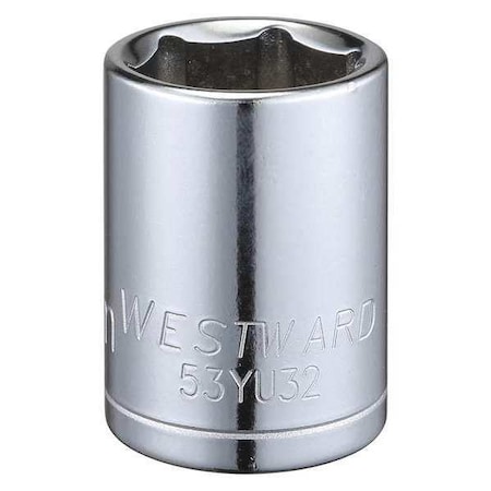 Westward WESTWARD 1/2 in Drive, 20mm Hex Metric Socket, 6 Points, Steel, Chrome, 20 mm 53YU32