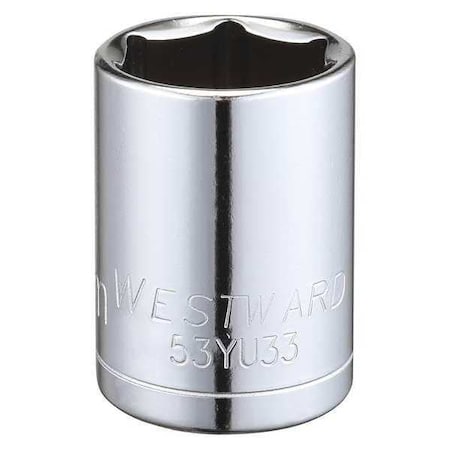 Westward WESTWARD 1/2 in Drive, 21mm Hex Metric Socket, 6 Points, Steel, Chrome, 21 mm 53YU33