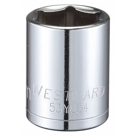 Westward WESTWARD 1/2 in Drive, 22mm Hex Metric, Socket, 6 Points, Steel, Chrome, 22 mm 53YU34