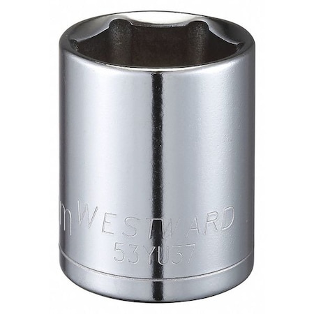 Westward WESTWARD 1/2 in Drive, 25mm Hex Metric Socket, 6 Points, Steel, Chrome, 25 mm 53YU37