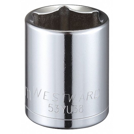Westward WESTWARD 1/2 in Drive, 26mm Hex Metric, Socket, 6 Points, Steel, Chrome, 26 mm 53YU38
