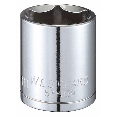 Westward WESTWARD 1/2 in Drive, 27mm Hex Metric, Socket, 6 Points, Steel, Chrome, 27 mm 53YU39